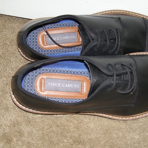 👞 NEW size 8M MENS Vince Camuto Black Leather Dress shoes Oxford - Picture 7 of 11